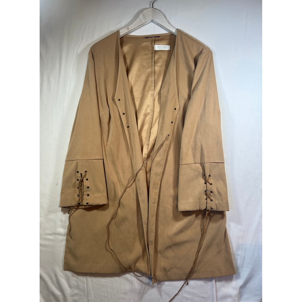 Camel Tan Lace Up Cuff‎ Open Front Duster Jacket Size 14 Canada